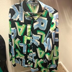 KARL LAGERFELD PARIS Karl High-Low Shirt size M Print New With Tags